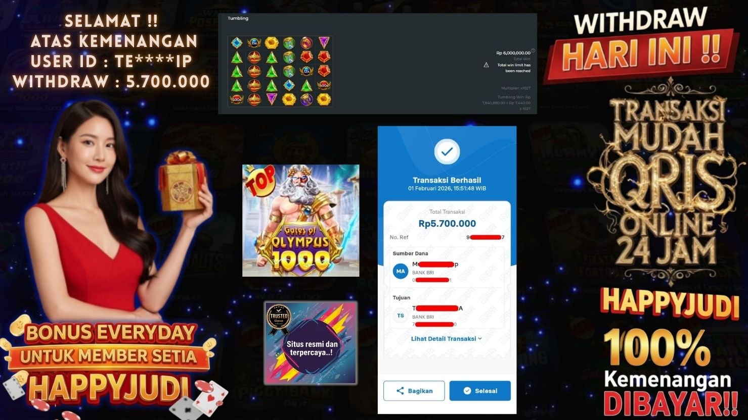 HAPPYJUDI JACKPOT SLOT GATES OF OLYMPUS 1000